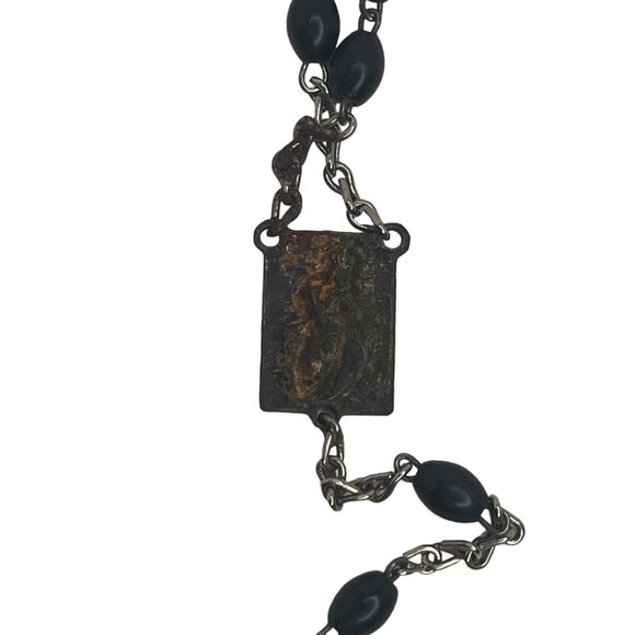 Vintage Traditional Black Beaded Rosary Beads INRI Prayer 20 in - Picture 5 of 5